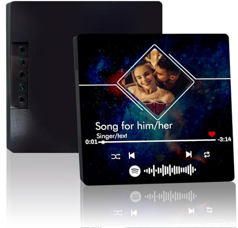 GEXHSRGD Custom Music Fridge Magnet, Music Refrigerator Magnets, Spotify Plaque Fridge Magnet That can be Customized With Photos and Musics(Rhombus)