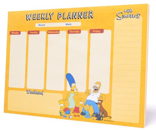 Grupo Erik Wochenplaner Block A4 Kalender Planer Die Simpsons Tischkalender Block - Kalender Planer - Tischplaner A4 Tischkalender ohne Datum - Schreibtischunterlage Papier