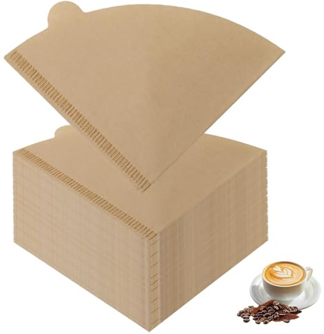 GVSS 200 Stück Kaffeefilter aus Papier, V-Form, ungebleicht, kompatibel mit Kaffeemaschinen und Kaffeemaschinen, 1-2 Tassen, natürliche Filter für einen optimalen Aufguss