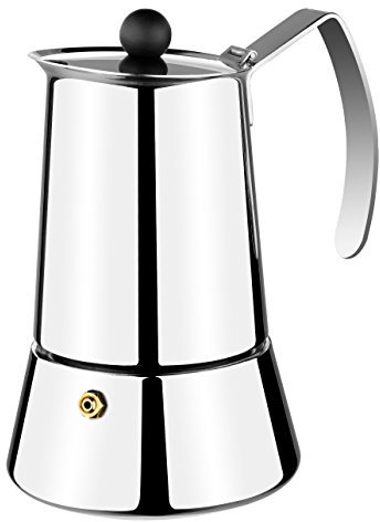 MONIX Eterna Cafetera Italiana 18/10, Apta para Todo Tipo de cocinas, Incluida inducción, Color Acero Inoxidable, 4 Tazas