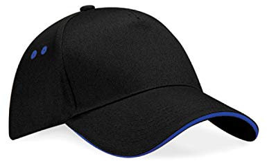 Beechfield B015CBLK-Fus Ultimate 5-Panel Sandwich Peak Mütze, Schwarz, Einheitsgröße