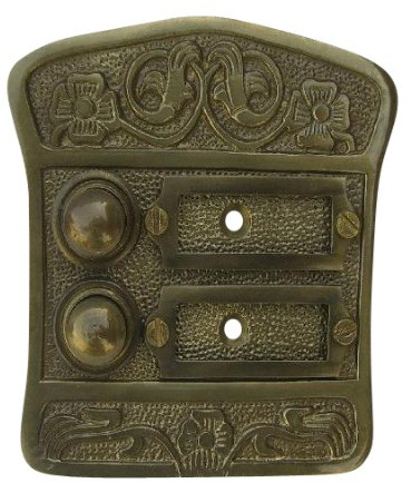 Jugendstil Klingel Messing antik 2 Fam. Haus #K8-A