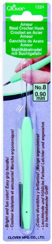 Clover Amour Crochet Hook: 0.90mm, Rubber, Blue, 0.9mm