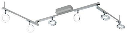 EGLO LED Deckenlampe Cardillo, 6 flammige Deckenleuchte, Deckenstrahler aus Alu, Metall und Kunststoff, Wohnzimmerlampe in Chrom, LED Flurlampe warmweiß