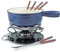 Swissmar KF-66518 Lugano 2-Quart Cast Iron Cheese Fondue Set, 9-Piece, Deep Blue