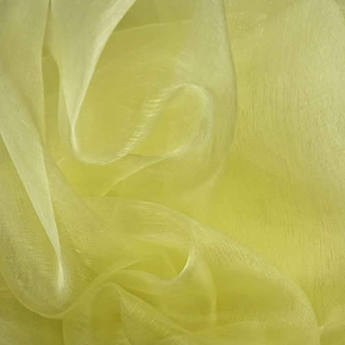 Crystal Organza Voile Sheer Fabric Material Crafts Curtains Costumes Dress Making Bridal Wedding Backdrops Decorations Displays Draping Furnishing | 59 - 150 cm Wide | Sold per Metre (Lemon)