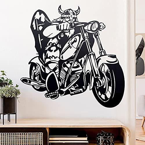 Wikinger Biker Wandtattoo in 6 Größen - Wandaufkleber Wall Sticker - Dekoration, Küche, Wohnzimmer, Schlafzimmer, Badezimmer