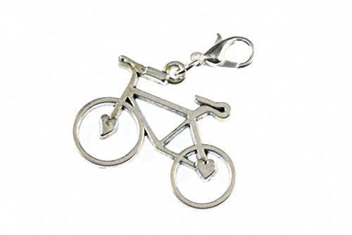 Miniblings Fahrrad mit Herz Charm Rad Fahren Bike Metall - Handmade Modeschmuck I Kettenanhänger versilbert - Bettelanhänger Bettelarmband - Anhänger für Armband