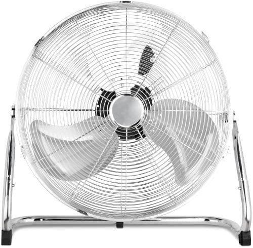 Pro Breeze® 20 Chrome Gym Floor Fan with 3 Speeds and Adjustable Fan Head, Standing Metal Pedestal Fan with Powerful Circulation