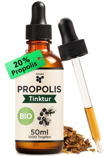 beegut BIO Propolis Tropfen Tinktur mit 20% BIO Propolis Extrakt, wertvolle Polyphenole, zur natürlichen Pflege der Haut uvm, nachhaltige Verpackung