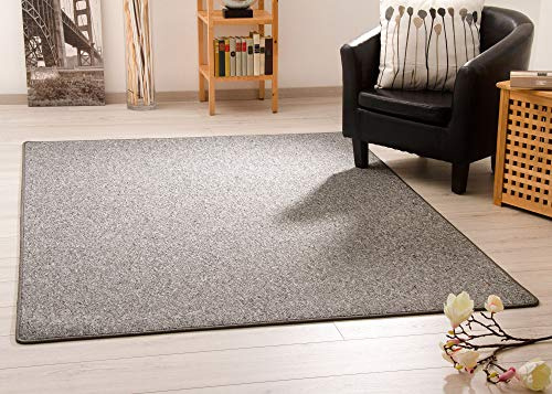 Steffensmeier Teppich Meddon XL | Robuste Schlinge für Esszimmer Küche Flur Hobbyraum Büro in Grau, GUT Siegel, Größe: 80x150 cm