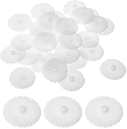 Othmro 48 Zähne Kunststoff Zahnrad Set Motor Zubehör - 30 Stück Kunststoff Spindel Schneckengetriebe Set Zahnrad Weiß 25 mm x 2 mm 0,5 Modulus 4,4 mm Dicke Modell 482A für DIY RC Auto Roboter Motor