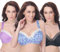 Curve Muse - Reggiseno in Cotone con Balconcino Sfoderato con Ferretto e Taglie Forti da Donna-Confezione da 3-Grigio Scuro,Lavanda,Stampa Blu-5C