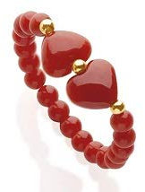 Antonino De Simone Anelli con Cuori e Pallini in Corallo Rosso del Mediterraneo, Pallini in Oro Giallo 18kt, Disponibili in Tre Misure (16, Anello Modello 2)