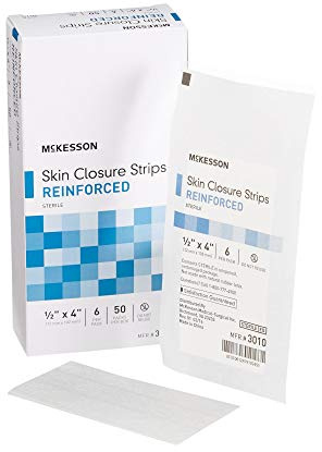 McKesson Skin Closure Strips, Sterile, Reinforced, 1/2 in x 4 in, 50 Count