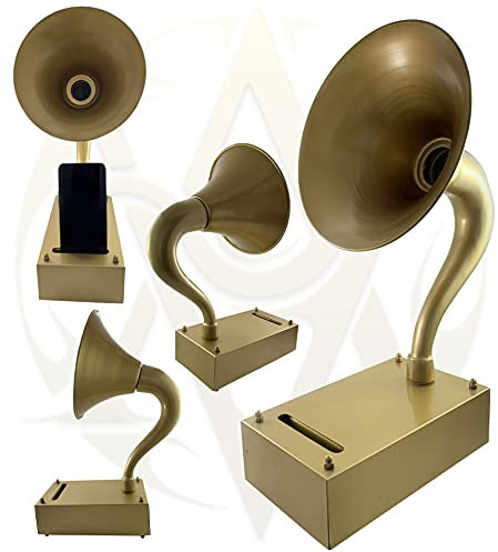 Antique Vibes Ottone Grammofono Altoparlante Per Smartphone Amplificatore di Musica Bella Tavolo Decorativo Scrivania Per Il Giorno Del Papà