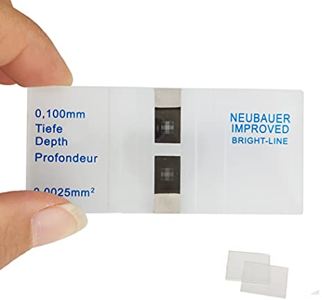 MUHWA Hämozytometer Zählkammer nach Neubauer, helle Linien, mit 2 Deckgläsern 22×26 mm