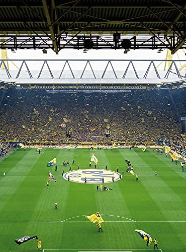 Fototapete BVB Stadion Fußball Schlafzimmer Wohnzimmer | 1,92 m x 2,6 m | Gelb, Schwarz, Grün, Weiß