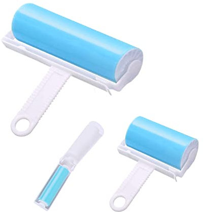 MUEDRT Lint Roller 3 Pack, Washable Lint Roller Reusable Pet Hair Remover Cleaner with Cover for Clothes, Pet Hairs, Include Large/Medium/Small Size