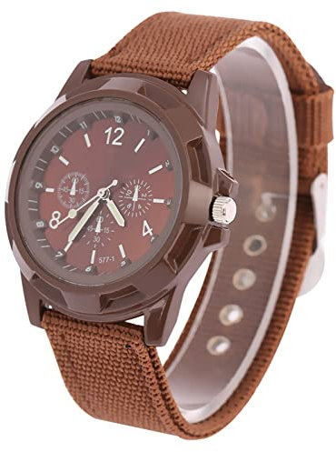 YUYTE Herrenuhren Militäruhren, Militär mit Datum und Wochentag, für Männer Militärarmeeuhr Analoge Armbanduhren, Datumsanzeige Taktischer Feldsport Minimalistische Uhren, Field Outdoor Sport, Braun