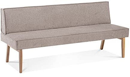 moebel-eins Loran Polsterbank/Küchenbank ohne Armlehnen, Material Massivholz Eiche, Stoffbezug in 2 Farben erhältlich