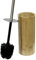 Toilet Brush and Holder Wood Round Base with Stainless Steel Handle - Exchangeable Brush Head, Easy to clean