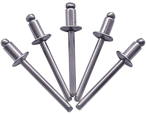 SKIR'CO Paquete de 100 remaches ciegos de acero inoxidable de 4,8 x 8 mm, cabeza de cúpula, remaches pop, DIN 7337, remaches A2 (100, 4,8 x 8 mm)