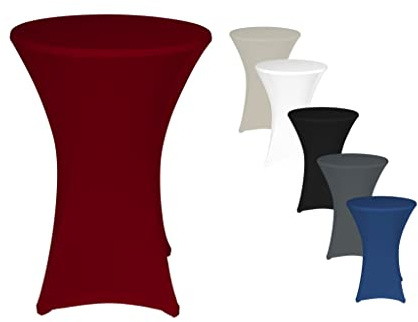 TexDeko® 2er-Set Stretch Stehtischhusse für Bistrotisch Ø 80-85 cm Bordeaux | Öko-Tex Siegel strapazierfähig verstärkte Fußtaschen bügelfrei waschbar