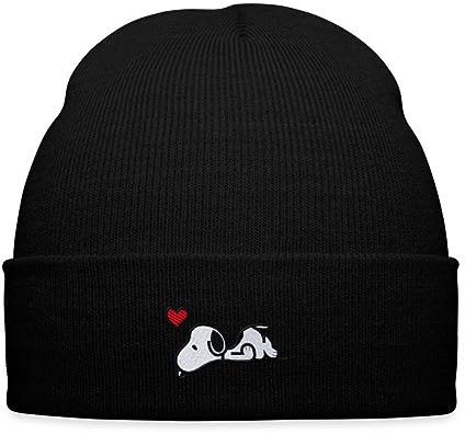 Spreadshirt Peanuts Snoopy Liebe Herz Love Stick Wintermütze, One Size, Schwarz