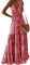 seiveini Femme Robe D'été Longue sans Manches Elegant Imprimé Fleurs Maxi Robe Fluid Col en V Robe Pas Cher Robe de Plage à Bretelles Été Robe Casual A Rose XS