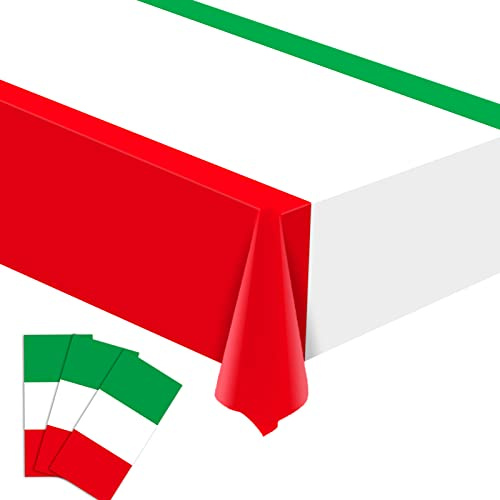 Buxiuer Italienische Tischdecke, Italien-Thema, Party-Dekoration, Einweg-Kunststoff-Tischdecke, wasserdichte Tischdecke, Picknick, Esszimmer, Küche, Dekoration, 137 x 274 cm, 3 Stück