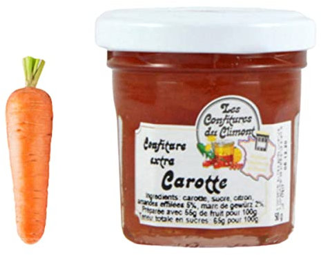 Les Confitures du Climont Karotten Konfitüre extra mit Trester vom Gewürztraminer handwerklich hergestellt aus dem Elsass