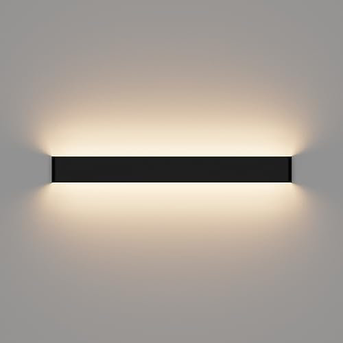 Klighten Lámparas de Pared Led Interior 83CM, 30W Aplique de Parete Arriba Abajo Moderna, Aplique Pared para Salas, Escalera, Dormitorios, Pasillos, Blanco Cálido 3000K, Negro
