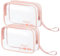 Aucuu 2 PCS Neceser de Aseo Transparente, Bolsas Portátil de Maquillaje de PVC, Bolsas Transparentes para avión, Bolsa de Cosmético Organizador Mujer Impermeables para Viajes, Almacenamiento, Baño