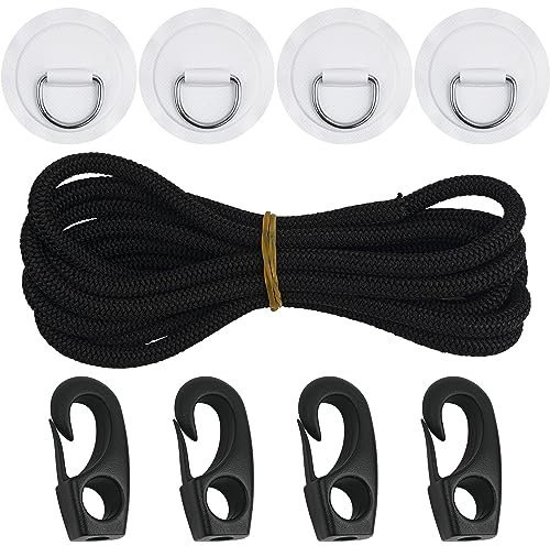 Omoojee Stainless Steel D-Ring Patch Kit, PVC Paddle Board D-Rings for Kayak, Inflatable Boat, Caneo, SUP, No Glue Included, Water-Proof