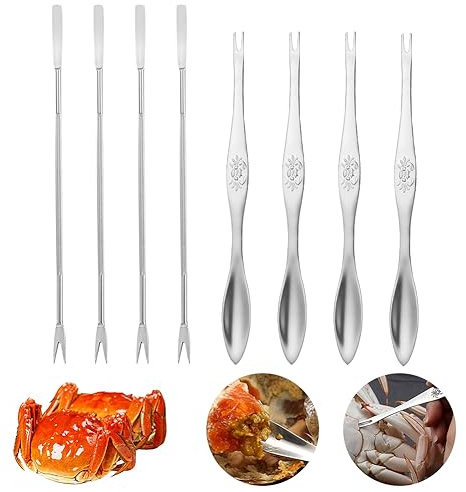 Lot de 8 outils à fruits de mer en acier inoxydable, pour un retrait facile de la viande, fourchettes multi-usages pour crabe, homard, crabe, noix, fourchettes à fruits de mer, pour la cuisine