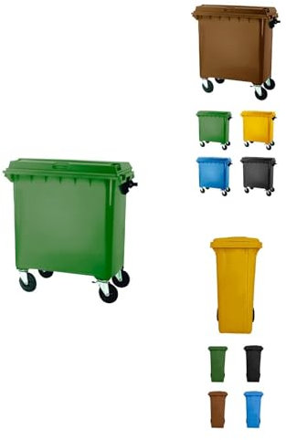 Jardin202 - Contenedor de Basura Reciclables de Colores con Ruedas | Mango antideslizante | 800 L (Verde)