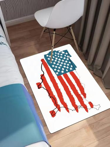 EWFAS Badteppich,USA-Karte mit Flaggenmuster des Vereinigten Staaten von Amerika in der,viele schöne Badematten zur Auswahl Badvor leger sehr weich und rutschfest waschbar und schnelltrocknend40x60cm