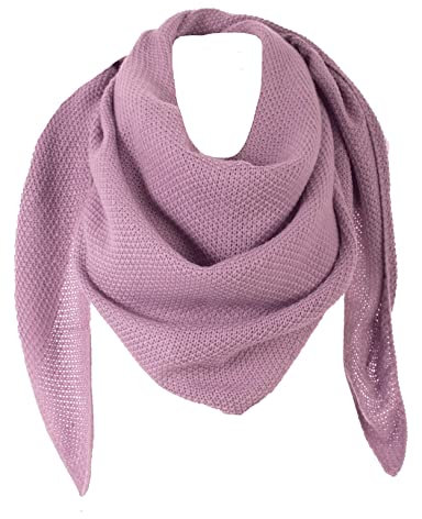 stylx Damen XXL Strick Dreieck Schal mit Reiskorn Strickmuster in Unifarben, Schal, Leichtes Tuch (flieder)
