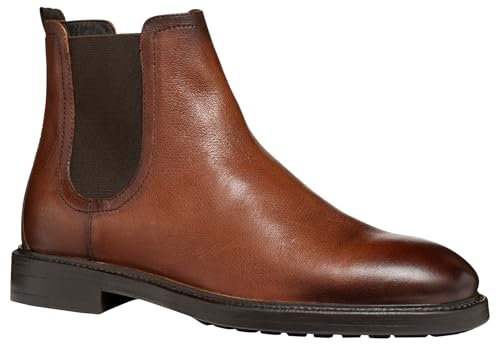 Geox U Tiberio A, Stivale alla Caviglia Uomo, Cognac, 42 EU