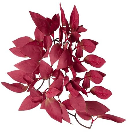 Dsoar Aquarium Artificial Plant Reptiles Plants with Suction Cup for Terrarium Fish Tank Landscape Decoration Hanging Silk Red Leaves Plants