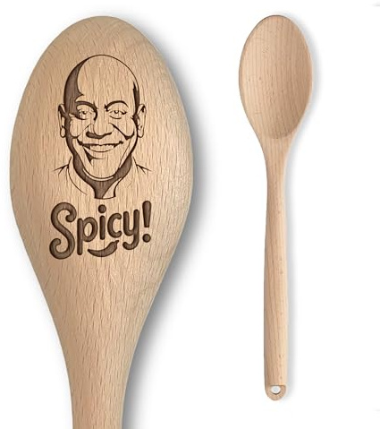 Ainsley Inspired Engraved Wooden Spoon – Spicy! - Fun Gift Idea for Home Cooks – Affordable & Fun Cooking Gift for Men/Women - Unofficial Fan Item