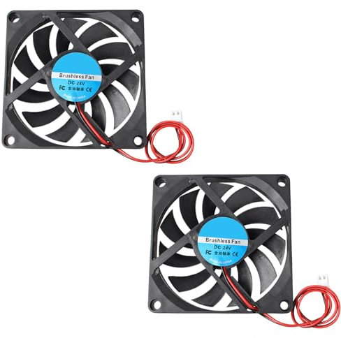 Jopto 2PCS Mini Brushless Silent 3D Printer Cooling Fan 80x80x10mm 8010 DC 24V Fan With 2 Pin Terminal Compatible With Makerbot 3D Printer PC CPU Computer Cases For DIY With 28cm 11.02inch Cable