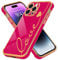 LCHULLE Compatible with iPhone 14 Pro Max Case for Women Girls,Cute Luxury Plating Love Heart Design Soft TPU Cover Shockproof Full Camera Lens Protection Phone Case for iPhone 14 Pro Max,Hot Pink