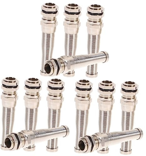 DOITOOL 12pcs Brass Cable Gland Connector Strain Relief Cord for Outdoor Lights Cable Ferrules Adapter Glands Joints