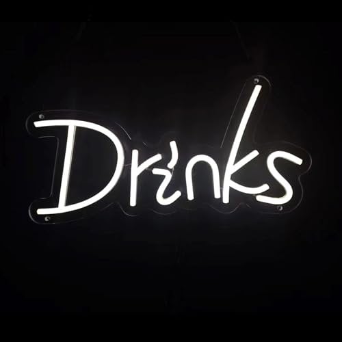 Drinks Neon Sign for Wall Decor,Kids USB Powered Drinks Led Sign, Reusable Drinks Light Up Sign for Boys and Girls, Light Up Sign for Bedroom and Livingroom
