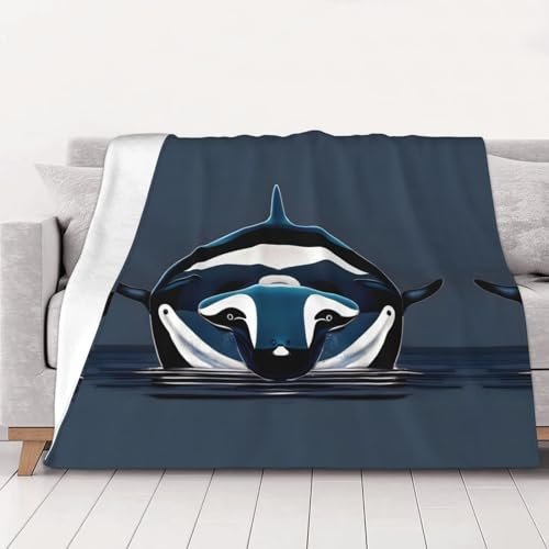 Orca Killer-Waldecke, Sofa-Überwurf, Bettdecke, Queen-Size-Größe, weich, leicht, Plüsch, warm, gemütlich, Luxusdecke