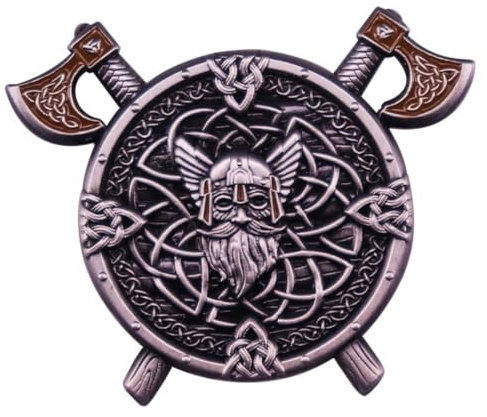 Broche Viking Odin Guerrier Mythologie Nordique Symbole de Force et de Protection, taille unique, Émail, Pas de gemme