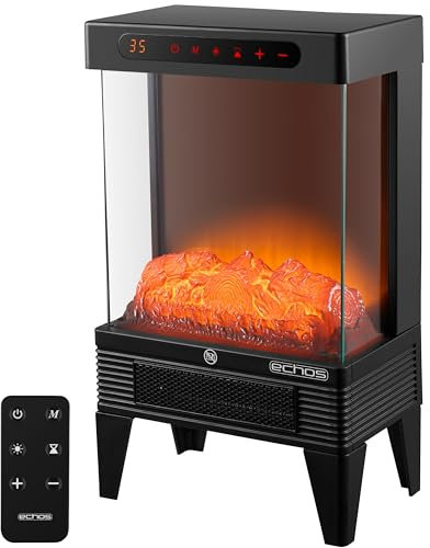 Chimenea eléctrica con calefacción, ventilador de bajo consumo, 1500 W, chimenea eléctrica con calefacción, ilusión de chimenea, efecto llama, calefacción eléctrica, silencioso, calentador eléctrico,