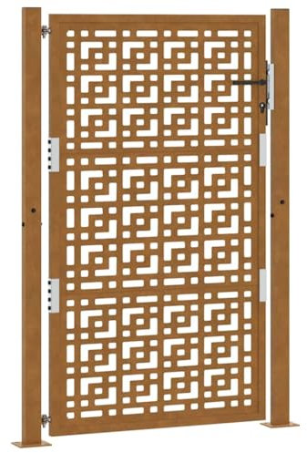 vidaXL Puerta de jardín diseño en Cruz de Acero Desgastado 105x155 cm, Puerta de Cerca, Puerta Exterior, Puerta de Metal, Puerta de Seguridad